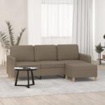 vidaXL Canapea cu 3 locuri și taburet, taupe, 180 cm, material textil (3153602) Canapea