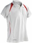 SPIRO Tricou polo funcțional pentru bărbați Team Spirit - Albă / roșie | M (SPIRO-S177M-1000156533)