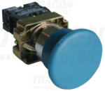 TRACON Tokozott gombafejű nyomógomb, fémalapra szerelt, kék 1×NO, 3A/400V AC, IP44, d=40mm (NYGBC61KT)