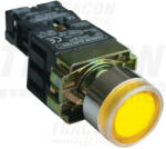 TRACON Tok. világító nyomógomb, fémalap, előtét, sárga, glim, izzó nélk. 1×NO, 3A/230V AC, 130V, IP44 (NYGBW3571ST)