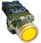 TRACON Tok. világító nyomógomb, fémalap, sárga, glim, izzó nélkül 1×NO, 3A/400V AC, 230V, IP44 (NYGBW33ST)