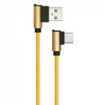 V-TAC Diamond L alakú USB - USB-C nejlon-szövetkábel (1 méter) arany - USB 2.0 (22434)