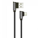 V-TAC Diamond L alakú USB - Micro USB nejlon-szövetkábel (1 méter) fekete - USB 2.0 (22428)