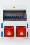 TP Electric Szerelt ipari doboz installációval, 220X300mm, 2X(5P16A)+ 4X(2P+F) OLDALSÓ, IP44, kismegszakítóval (3320-004-5500K) - vilagitasok