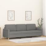 vidaXL Canapea cu 3 locuri, gri închis, 210 cm, material textil (349106) Canapea