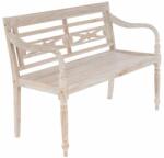 divero 2-místná zahradní lavice - 119 cm, teak, bílá shabby (GL05227)