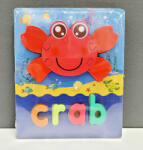  Puzzle incastru in relief din lemn CRAB cu denumire in engleza (101213)