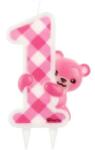 Procos Pink Teddy első születésnap csillámos tortagyertya (MLG113938)
