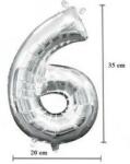 Partydeco Számos lufi 14" (35cm) fólia szám, számjegy 6 csak levegővel tölthető, Ezüst (LUFI260146)