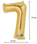 Partydeco Számos lufi 14" (35cm) fólia szám, számjegy 7 csak levegővel tölthető, Arany (LUFI166707)
