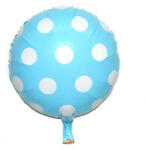  Kerek fólia lufi 18" 45cm világoskék, pöttyös, (LUFI259642)