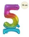 Godan Talpas számos lufi 15" (38cm) fólia szám, számjegy, 5 csak levegővel tölthető, szivárvány (MF5902973134728)
