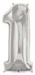 Partydeco Számos lufi 34" 86cm óriás Ezüst szám, számjegy 1-es (LUFI189129)