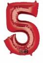 Partydeco Számos lufi 34" 86cm óriás Piros szám, számjegy 5-ös (LUFI220883)