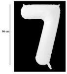 Partydeco Számos lufi 34" 86cm óriás fehér fólia szám, számjegy 7-es (LUFI666322)