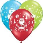  Mintás latex lufi 11" 28cm 6db Mikulás, Rénszarvas, 32363 (LUFI515386)