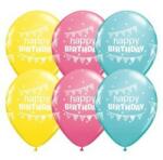 Qualatex Szülinapi latex lufi 11" 28cm 6db Happy Birthday! 50209 (bwq50209)