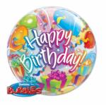 Qualatex Szülinapi Bubbles lufi 22" 56cm Happy Birthday (LUFI517804)