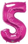 PartyPal Számos lufi 34" 86cm óriás Rózsaszín szám 5-ös (LUFI475552)