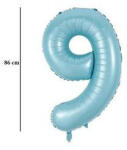 Partydeco Számos lufi 34" 86cm óriás Világoskék fólia szám 9-es (LUFI337143)