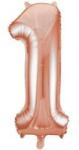 Partydeco Számos lufi 34" 86cm óriás Rosegold fólia szám, számjegy 1-es (LUFI233539)