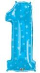 Qualatex Számos lufi 34" 86cm óriás, csillagos szám, számjegy 1-es, 1. szülinapra (LUFI107748)