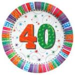  Papírtányér 40-es felirat, 23cm 6db, Radiant, 39864 (LUFI511505)