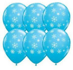  Mintás latex lufi 11" 28cm kék, hópehely, Snowflake, 33531 (LUFI214417)