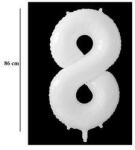 Partydeco Számos lufi 34" 86cm óriás Fehér szám, számjegy 8-as (LUFI564096)