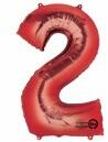 Partydeco Számos lufi 34" 86cm óriás Piros szám, számjegy 2-es (LUFI433109)