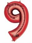 Partydeco Számos lufi 34" 86cm óriás Piros szám, számjegy 9-es (LUFI160890)