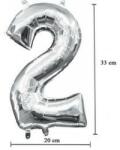 Partydeco Számos lufi 14" (35cm) fólia szám, számjegy 2 csak levegővel tölthető, Ezüst (LUFI784048)