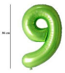 PartyPal Számos lufi 34" 86cm óriás zöld fólia szám, számjegy 9-es (LUFI995694)
