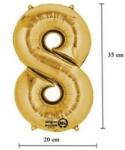 Partydeco Számos lufi 14" (35cm) fólia szám, számjegy 8 csak levegővel tölthető, Arany (LUFI869609)