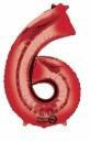 Partydeco Számos lufi 34" 86cm óriás Piros szám, számjegy 6-os (LUFI848937)