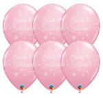 Qualatex Szülinapi latex lufi 11" 28cm 6db Boldog születésnapot! rózsaszín, q72425rp (LUFI990299)