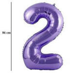 PartyPal Számos lufi 34" 86cm óriás lila szám, számjegy 2-es (LUFI498884)