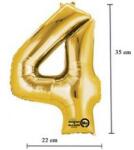 Partydeco Számos lufi 14" (35cm) fólia szám, számjegy 4 csak levegővel tölthető, Arany (LUFI357222)