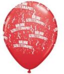Qualatex, Belbal Szülinapi latex lufi 11" 28cm 6db Boldog születésnapot! Piros (LUFI392903)