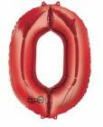 Partydeco Számos lufi 34" 86cm óriás Piros szám, számjegy 0 (LUFI375382)