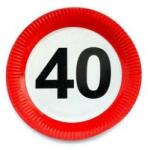  Papírtányér sebességkorlátozó 40-es számmal 23cm 6db, 20680 (LUFI111771)