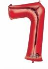 Partydeco Számos lufi 34" 86cm óriás piros fólia szám, számjegy 7-es (LUFI728167)