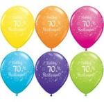 Qualatex Szám, Számos latex lufi 11" 28cm 6db 70-es lufi Boldog 70. szülinapot! , q46503rp (LUFI934845)