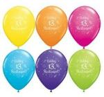 Qualatex Szám, Számos latex lufi 11" 28cm 6db 13-as lufi Boldog 13. szülinapot! , q48164rp (LUFI431604)