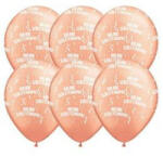 Qualatex Szülinapi lufi 11" 28cm 6db Boldog születésnapot! Rosegold, q48008-8 (LUFI249640)
