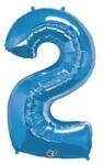 PartyPal Számos lufi 34" 86cm óriás kék fólia szám 2-es (LUFI992873)