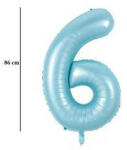 Partydeco Számos lufi 34" 86cm óriás Világoskék szám 6-os (LUFI217215)