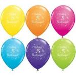 Qualatex Szám, Számos latex lufi 11" 28cm 6db 5-ös lufi Boldog 5. szülinapot! , q48188rp (LUFI444456)