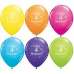 Qualatex Szám, Számos latex lufi 11" 28cm 6db 4-es lufi Boldog 4. szülinapot! , q48191rp (LUFI485689)