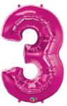 PartyPal Számos lufi 34" 86cm óriás Rózsaszín szám 3-as (LUFI711989) Lufi